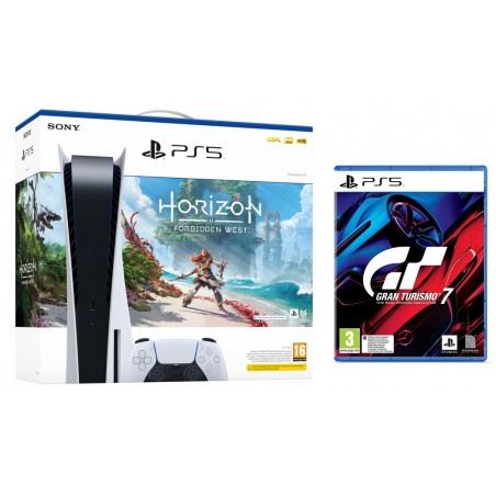 SKLADOM - Sony PlayStation 5 BluRay + Gran Turismo 7 CZ + Horizon Forbidden West CZ, herná konzola PS5, nový, zabalený, záruka